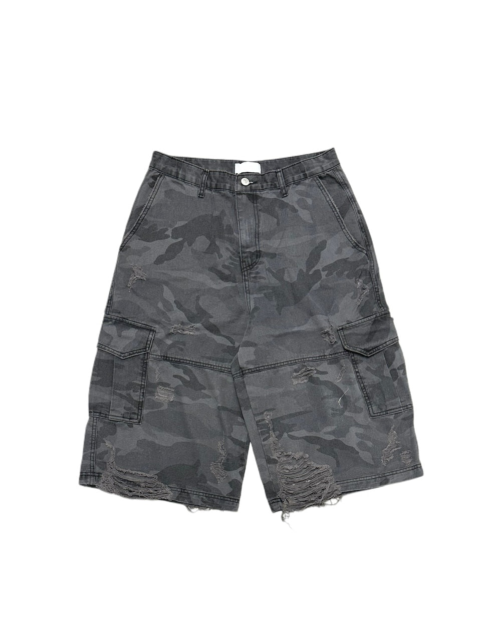 【Never mind the XU】camouflage damage half pants (2color) / 【ネバーマインドザエックスユー】カモフラージュダメージデニムハーフパンツ