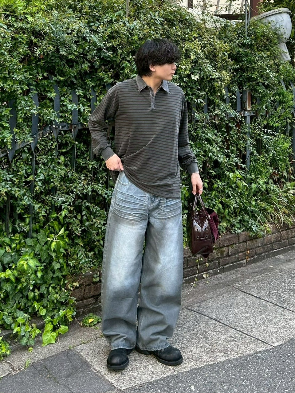 受注制【youll】pigment border polo long tee (2color)