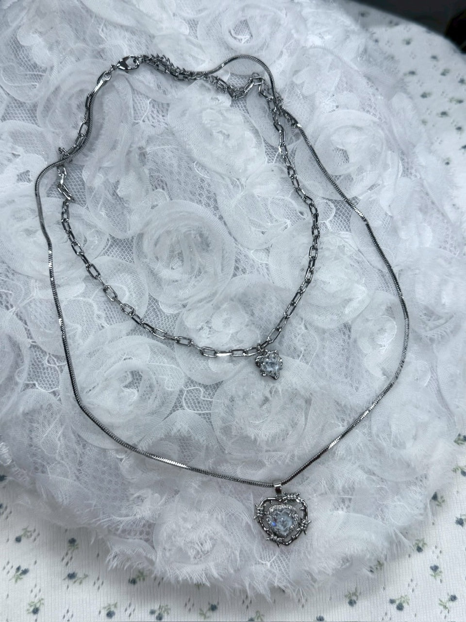 受注制【nmtc +】heart wire layered necklace