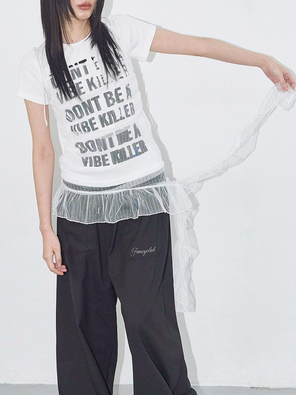 【FANCY CLUB】LACE SHIRRING LAYERED DRESS