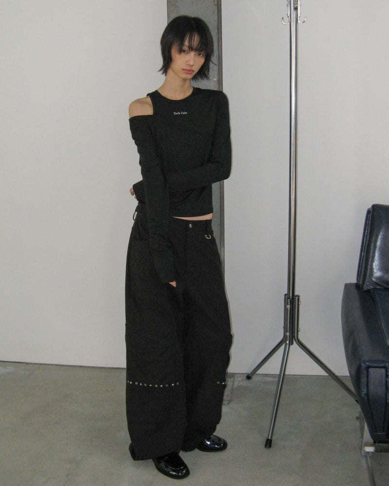 【ROCK CAKE】One Shoulder Layered Top