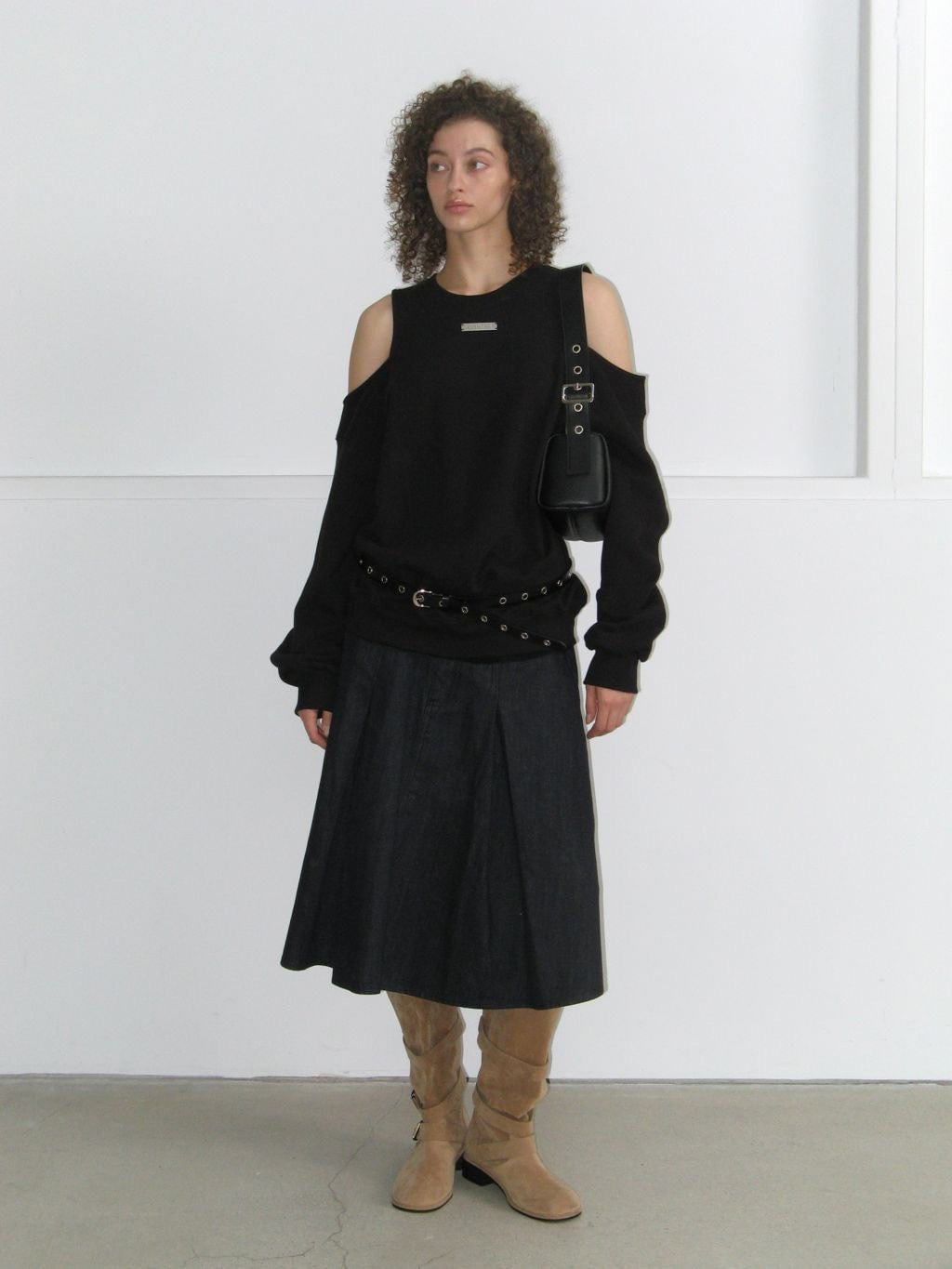 【ROCK CAKE】Square Leather Belt Shoulder Bag