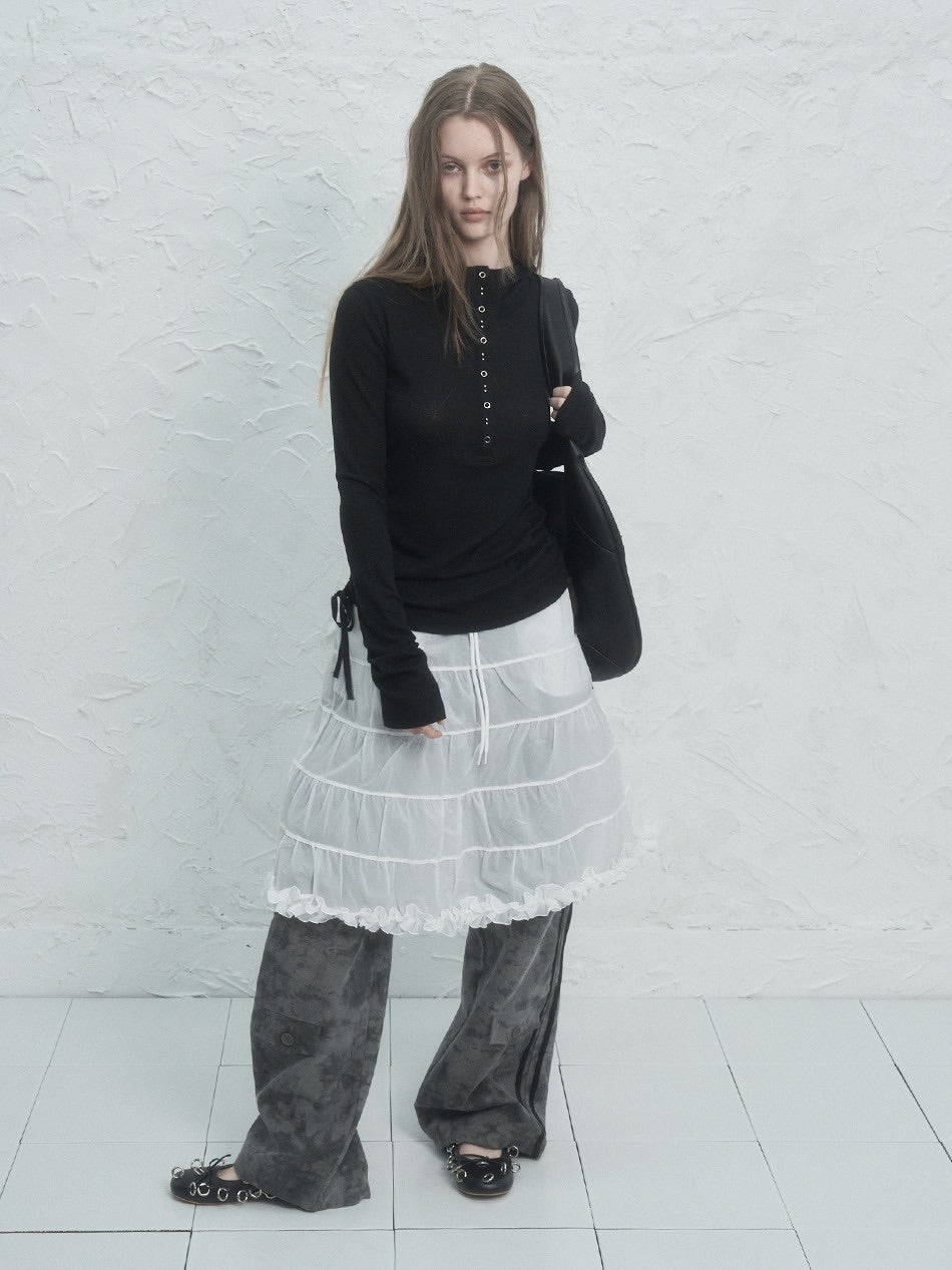 【SETUP‐EXE】RIVET BUTTON HOODIE TOP