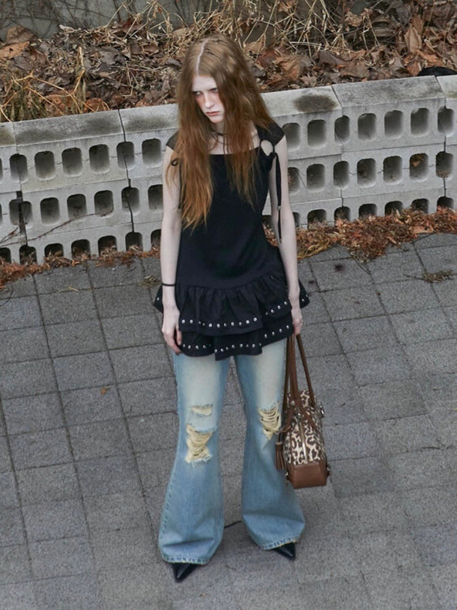 【NOT KNOWING】Eyelet Sleeveless Tee OPS