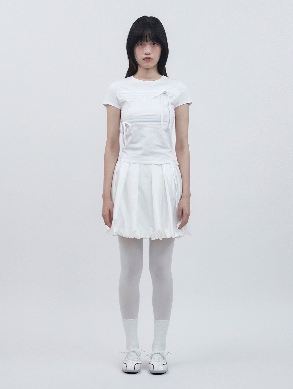 【TUOMIO】RIBBON LAYERED SHORT SLEEVES