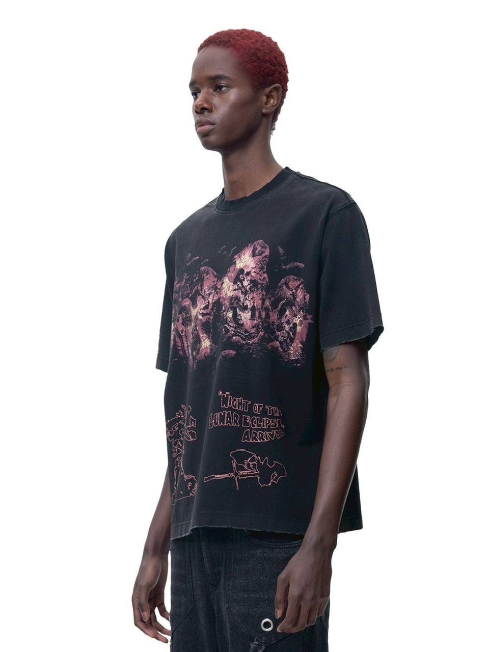 【The Boy Has No Patience】NIGHT OF THE BLOOD MOON WASHED SHORT SLEEVES