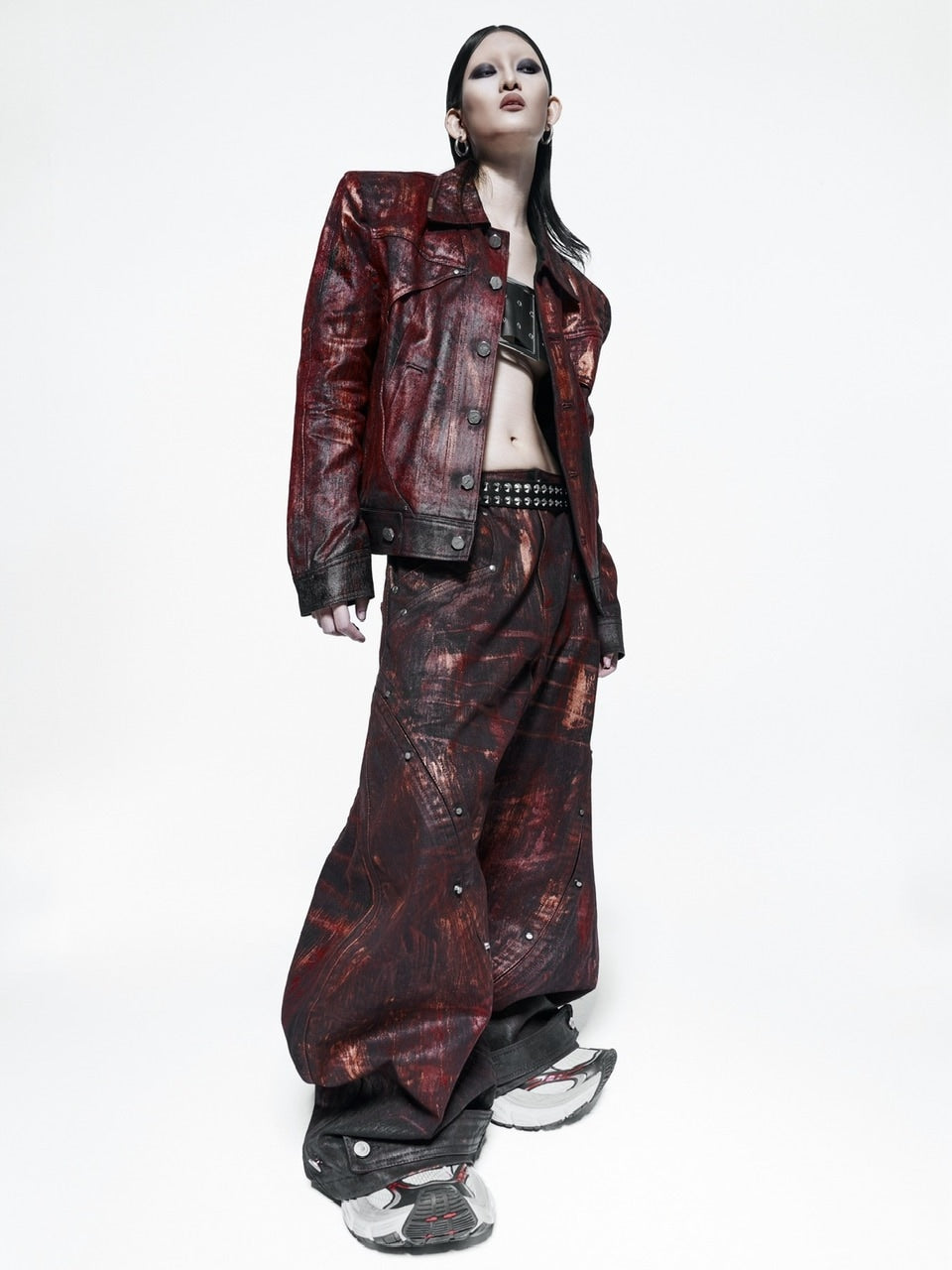 1/2 20:00再販【RICH】Blood Waxed S-Wide Pants
