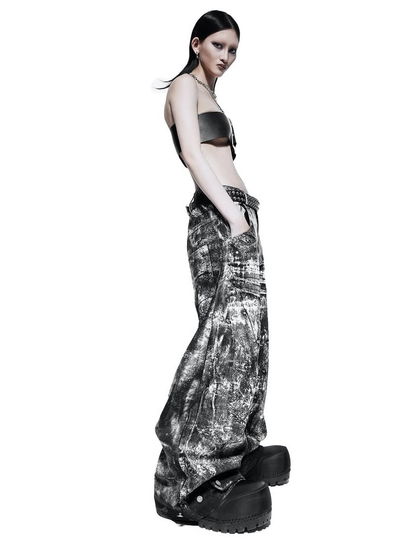 1/2 20:00再販【RICH】Smoke Waxed S-Wide Pants