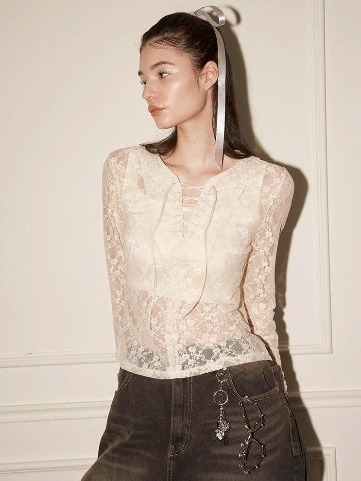 【ODDONEOUT】FLOWER LACE TOP