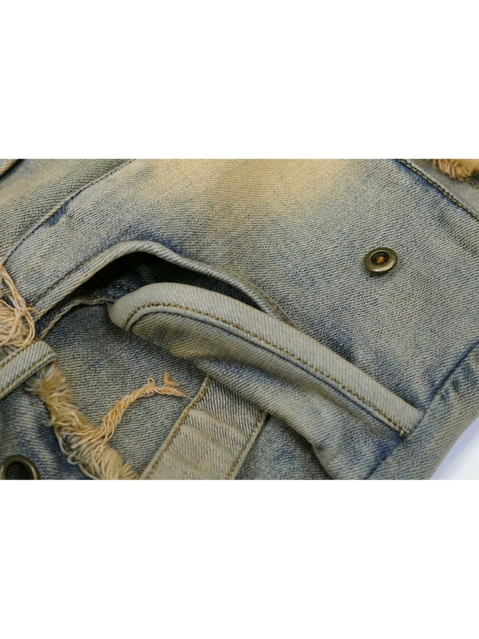 【Cest Nous】Blue-green faded denim shorts / 【セヌー】ウォッシングデニムショートパンツ