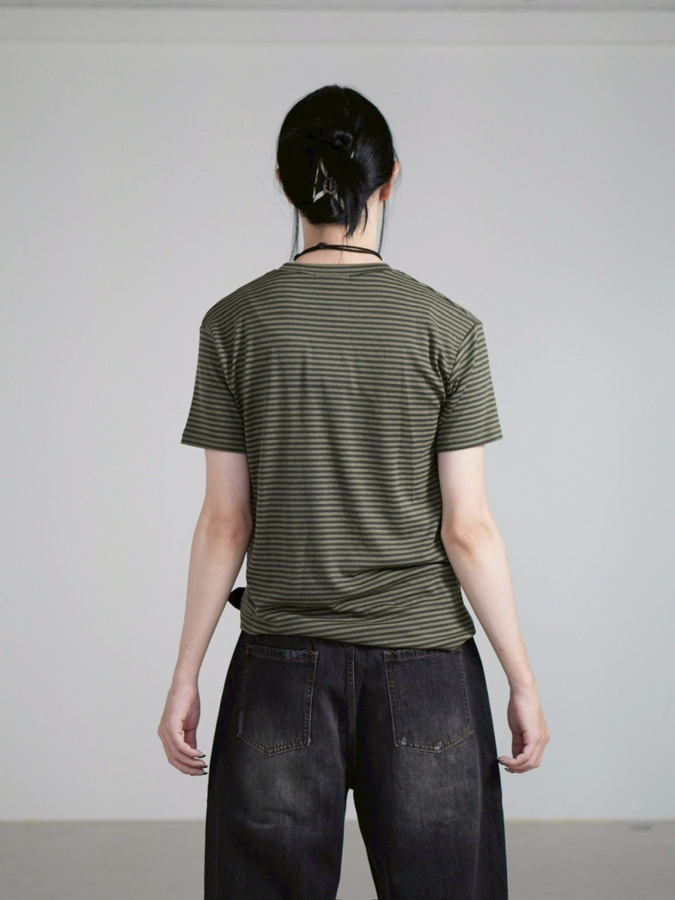 受注制【Chikashitsu +】tight fit border t-shirt (3color