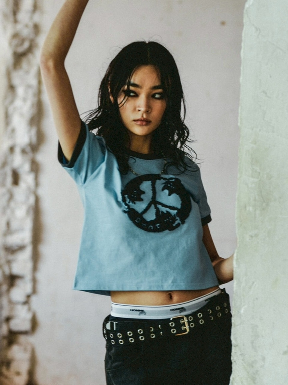 【DOMINANT】Purrfect Peace Ringer Crop T-Shirt