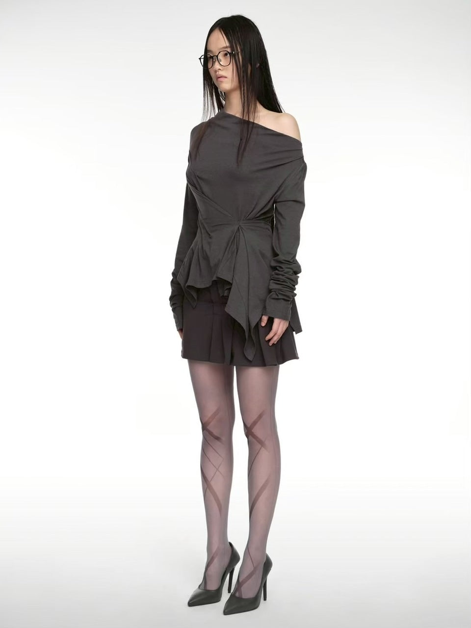 【NACHE】INCLINE DRAPING LONG SLEEVE