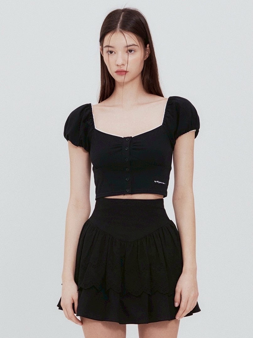 【NOTYOURROSE】Lace square t-shirt