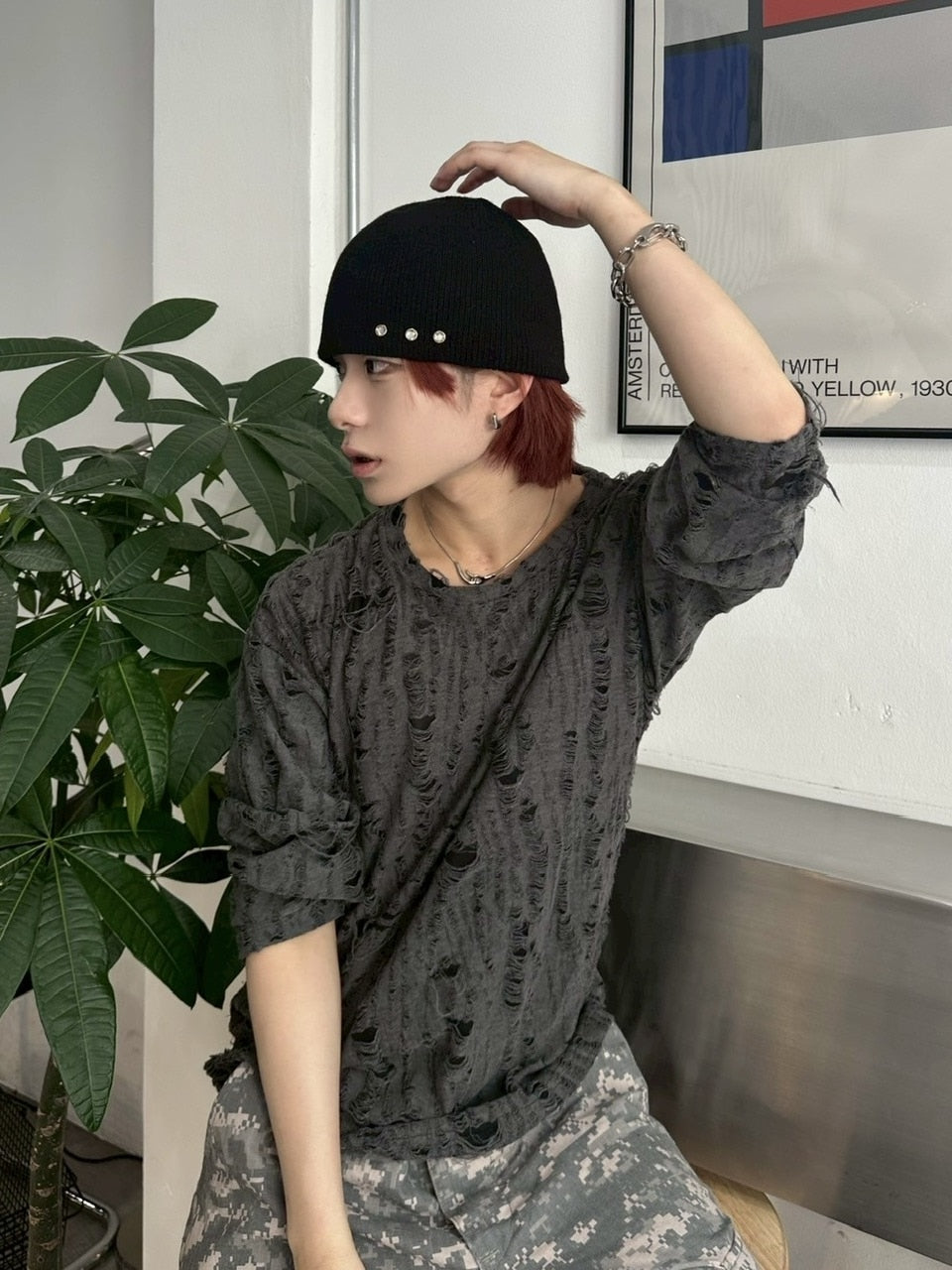 受注制【LUV CODE】cubic studs beanie (2color)