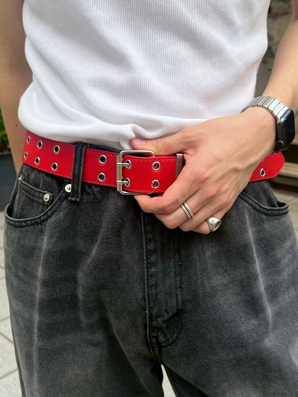 受注制【Chikashitsu +】eyelet belt (4color)