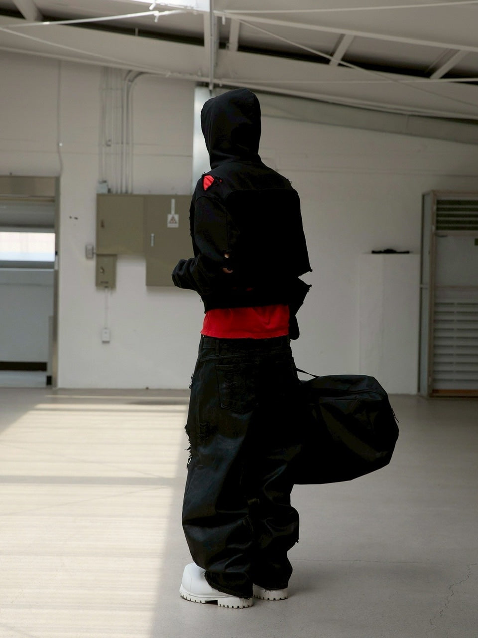 【ANOTHERYOUTH】damaged crop zip-up hoodie