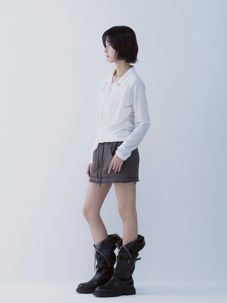 【SETSETSET】DRAPE SHIRT TOP