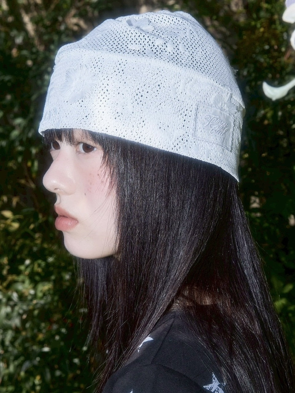 【FANCY CLUB】Lace Ribbon Shirring Beanie / 【ファンシークラブ】レースリボンシャーリングニット帽子