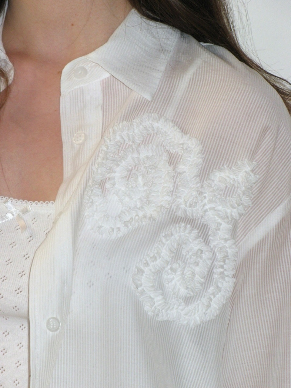 【CRANK】FLOWER STRIPED SHEER SHIRT / 【クランク】フラワーストライプボーダーシアー長袖シャツ