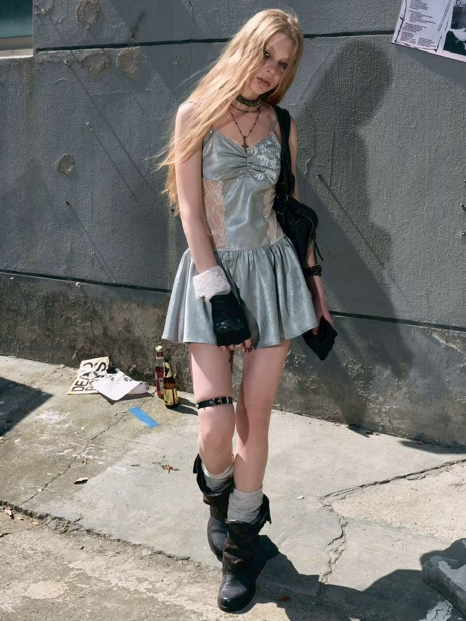 【Cest Nous】Blue Lace Camisole / 【セヌー】ブルーレースミニキャミワンピース