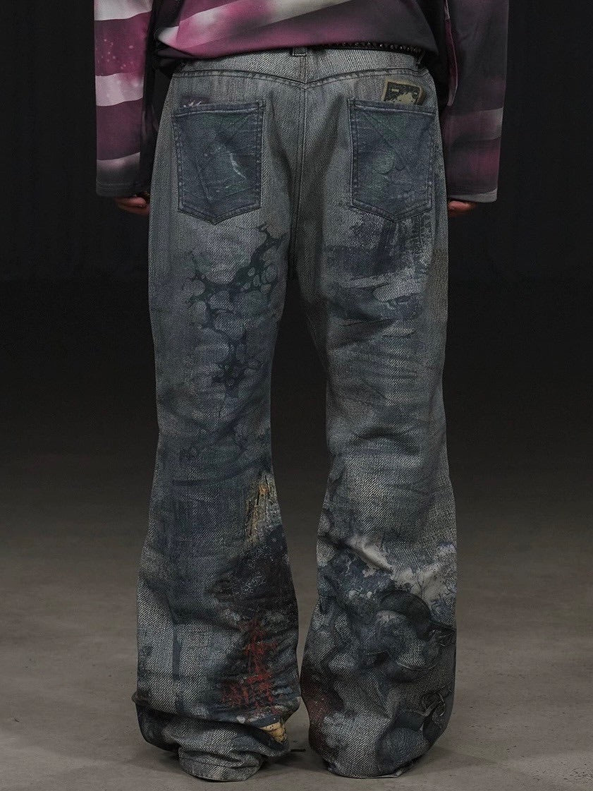 【DND4DES】PAISLEY BANDANA DISTRESSED FLARE PANTS