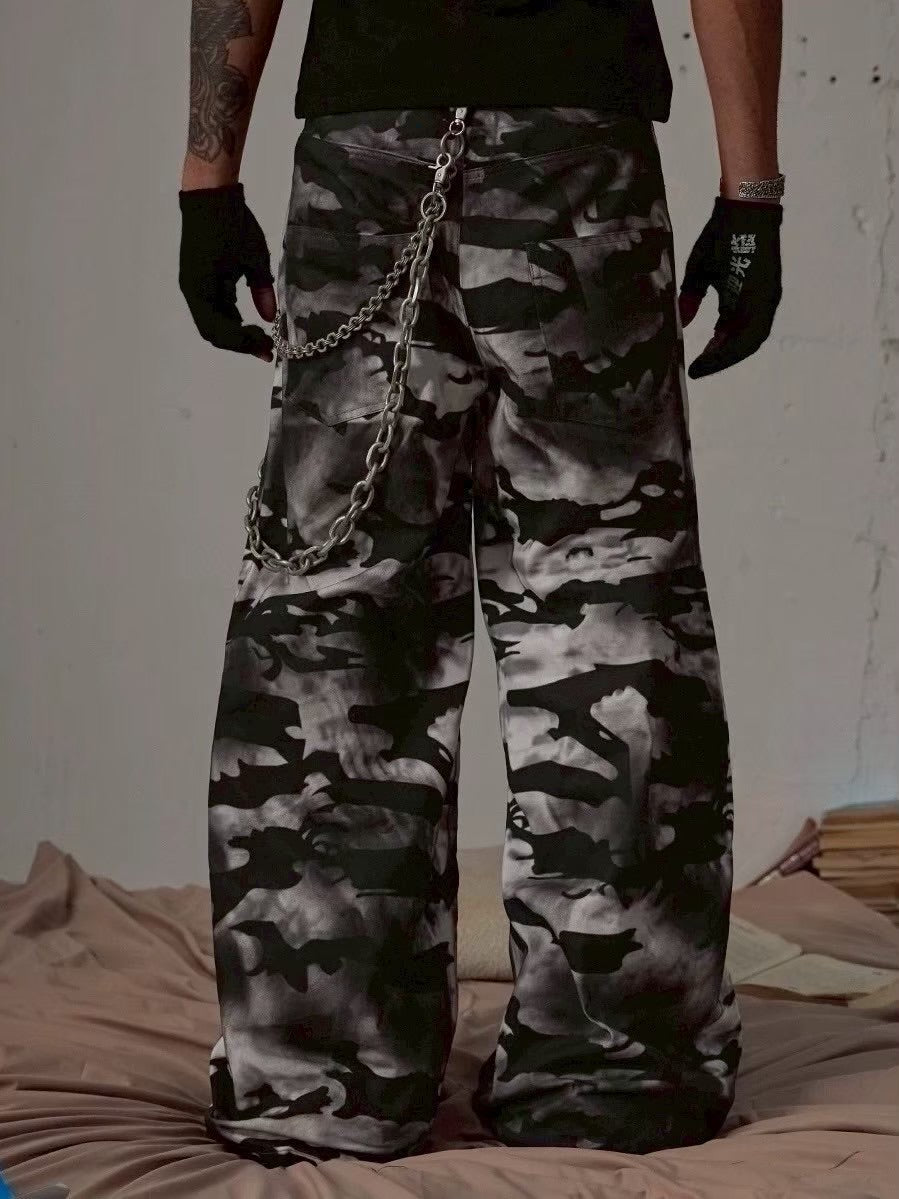 【DND4DES】DECONSTRUCTED PLEATED CAMO BAGGY PANTS
