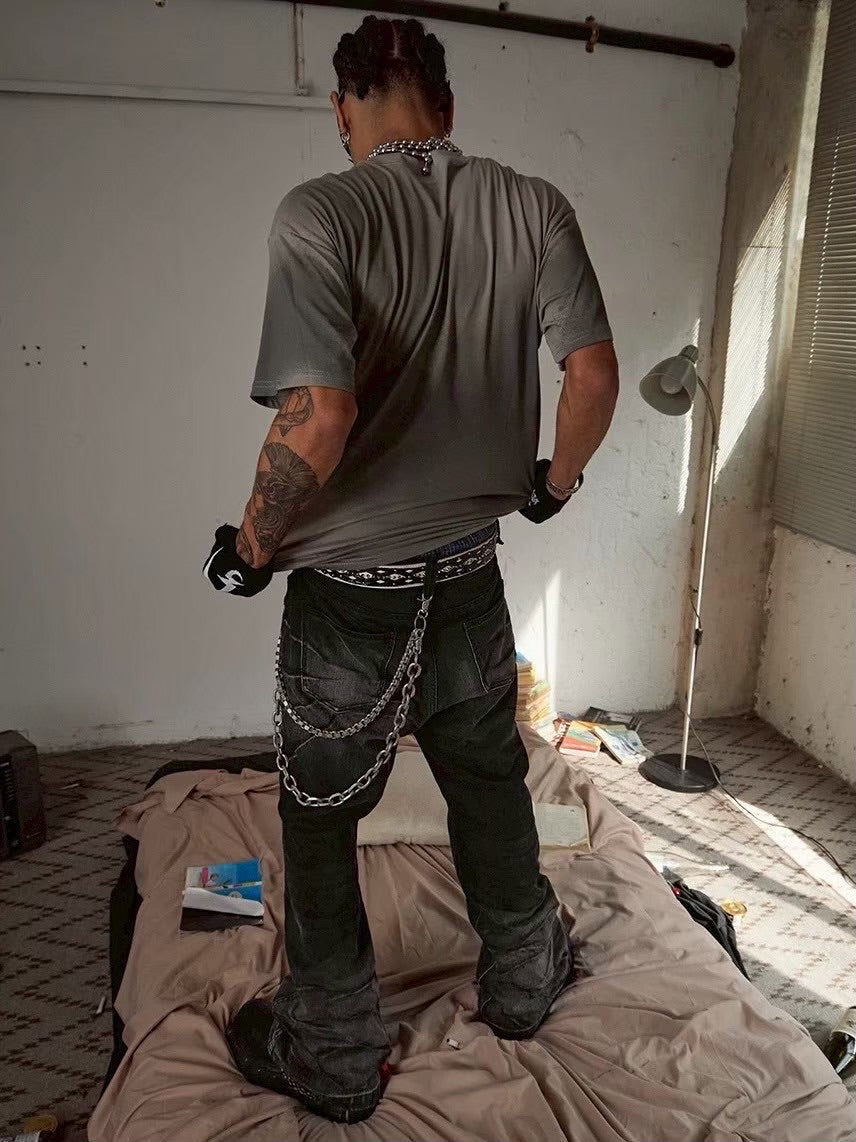 【DND4DES】SCRATCH MARKS DISTRESSED FLARED JEANS