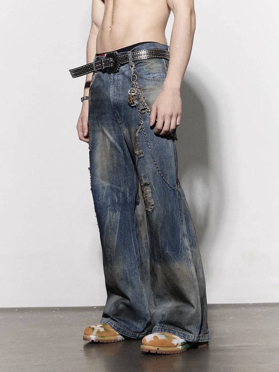 【DND4DES】DISTRESSED DUSTY FLARED JEANS