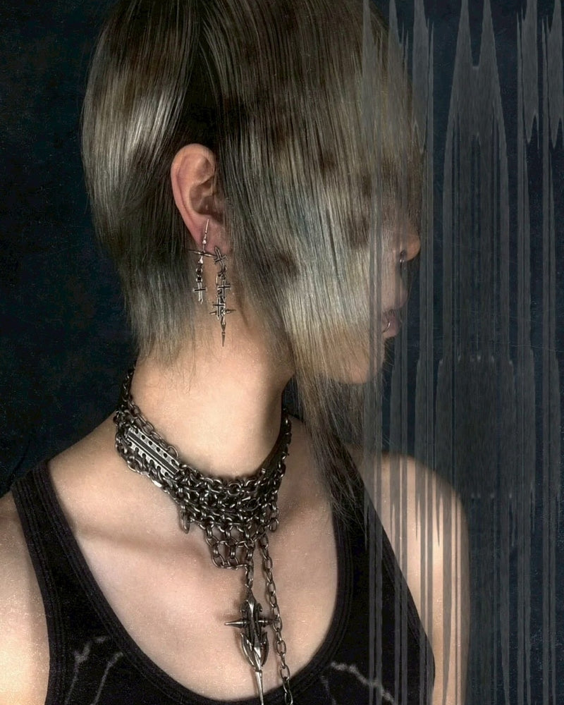 【IIIMIII】Double Cross Earrings / 【イアミ】ダブルクロスピアス