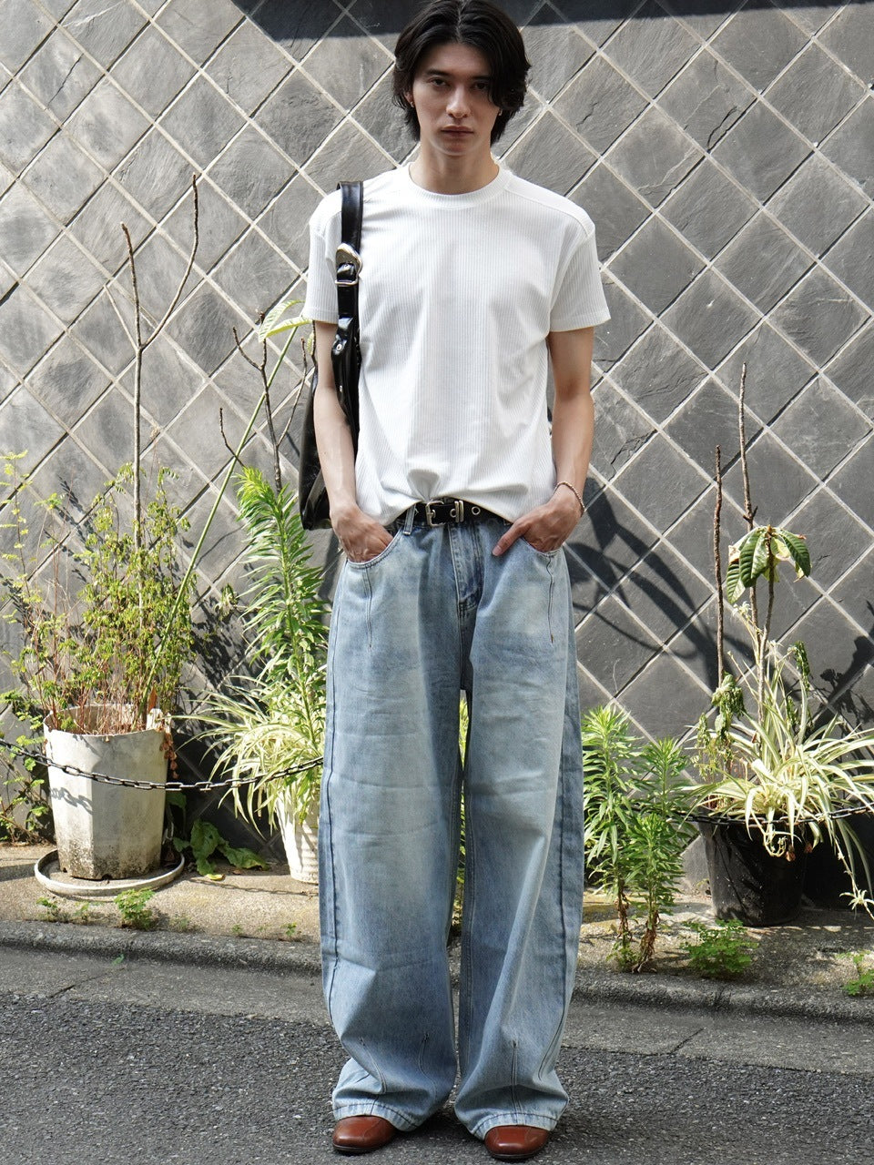 東京店WEB限定受注制【Chikashitsu +】cropped rib knit tee (3color)