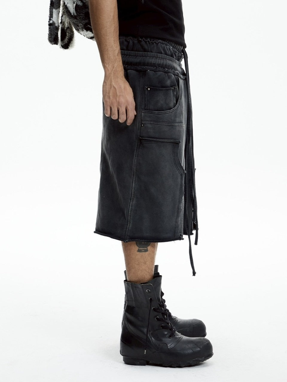 【DND4DES】DOUBLE WAIST KNITTED CROPPED TROUSERS