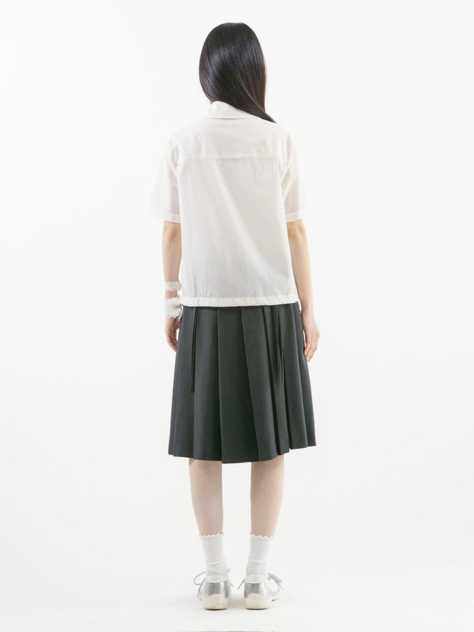 【TUOMIO】ROUND COLLAR NYLON ZIP-UP / 【トゥオミオ】ラウンドカラーナイロン半袖シャツジャケット