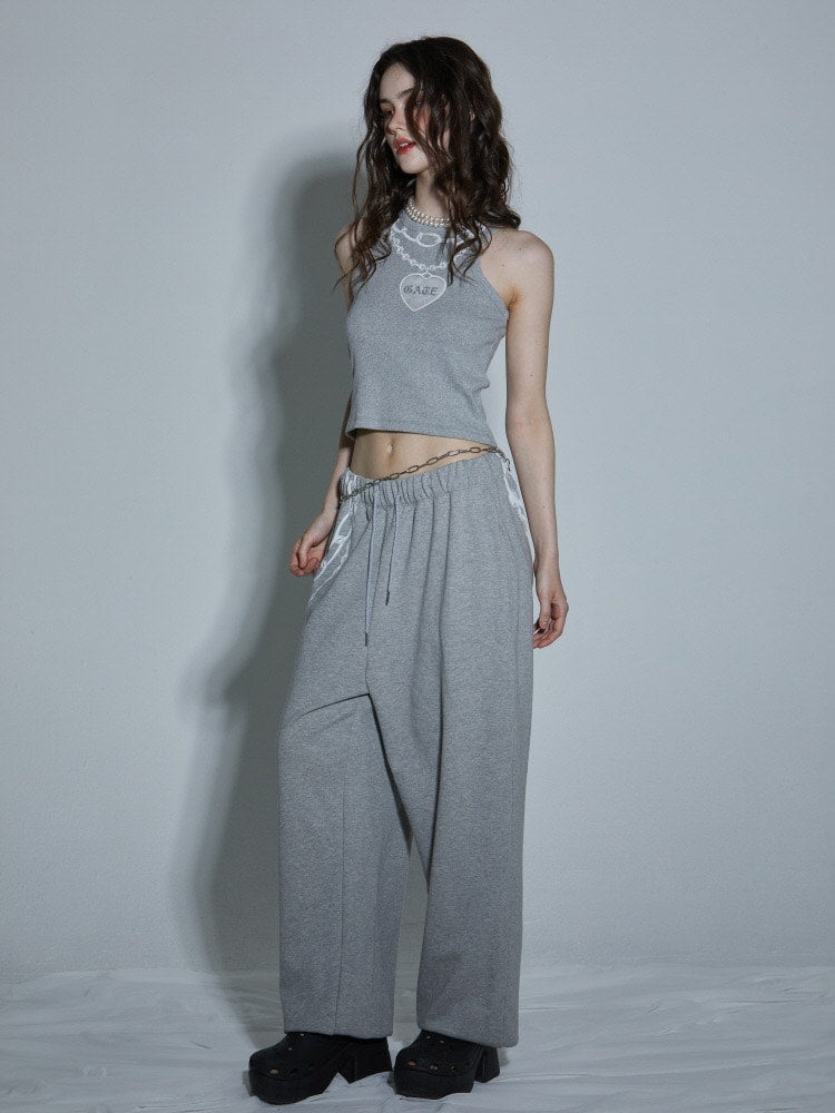 【GATELESS】CHAIN PRINT AMERICAN SLEEVE CROPPED TANK TOP / 【ゲートレス】チェーンプリントアメリカンスリーブクロップドタンクトップ