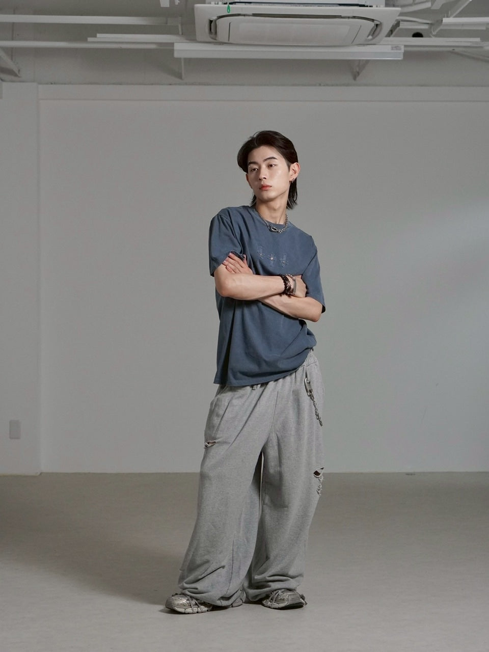 【Chikashitsu +】full length damage sweat pants / 【チカシツプラス】フルレングスダメージスウェットパンツ (3color)