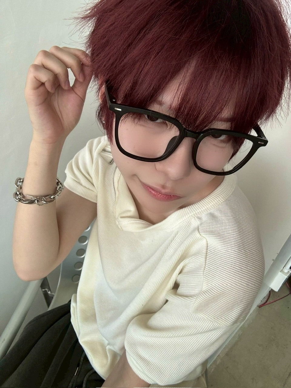 受注制【LUV CODE】shoulder zip half sleeve knit (3color)