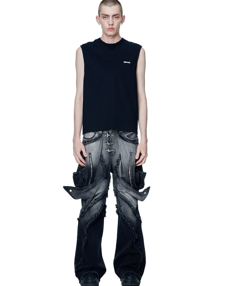 【The Boy Has No Patience】LUMINOUS DAWN ASTRAL METAL LOGO SHADOWBAT VEST / 【ザボーイハズノーペーシェンス】メタルロゴバックプリントロゴタンクトップ