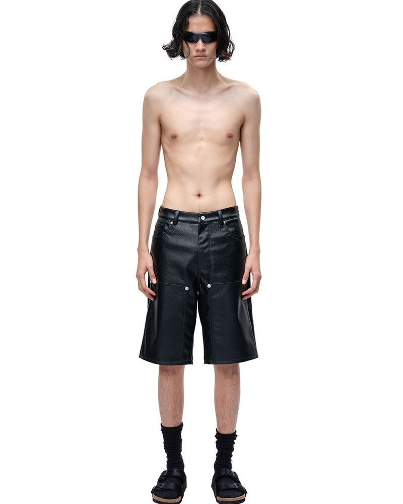 【The Boy Has No Patience】LUMINOUS DAWN LEATHER SHORTS / 【ザボーイハズノーペーシェンス】リベットコーティングハーフパンツ