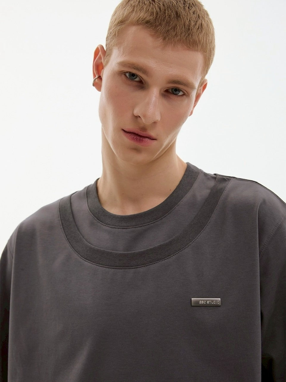 【ESC STUDIO】double neck t-shirt / 【イーエスシーステュディオ】ダブルネック半袖Tシャツ