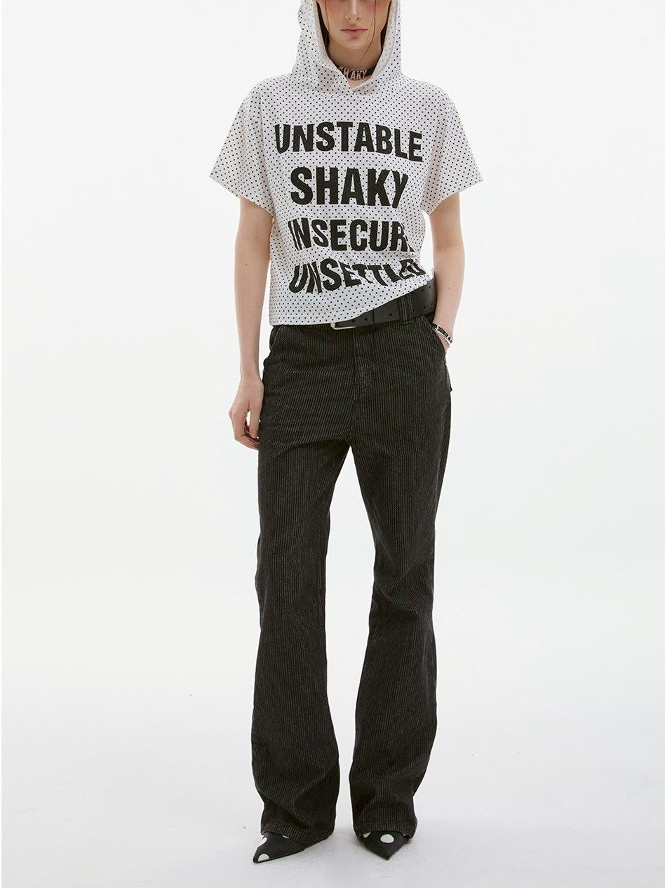 【ESC STUDIO】quadruple shaky hoodie / 【イーエスシーステュディオ】クアドルプルシャイキーロゴフード付き半袖Tシャツ