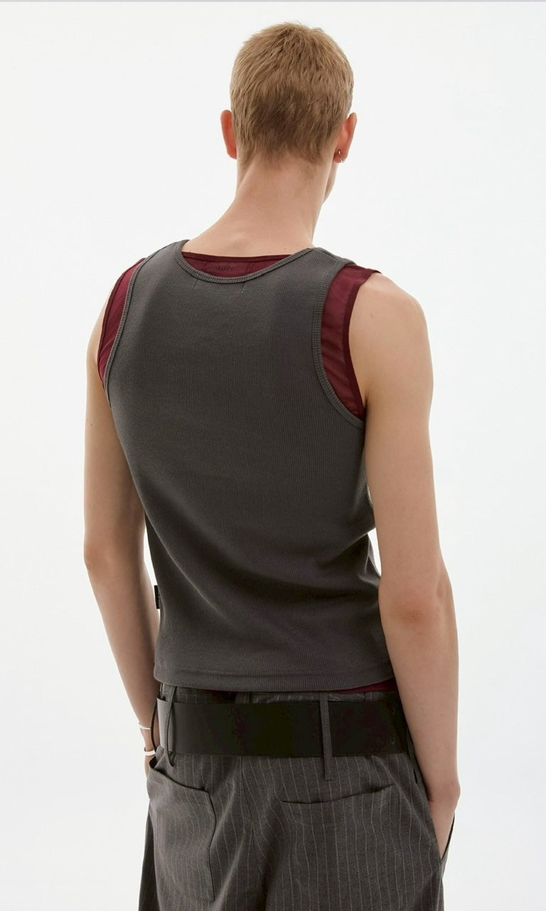 【ESC STUDIO】mesh layered sleeveless / 【イーエスシーステュディオ】メッシュレイヤードタンクトップ