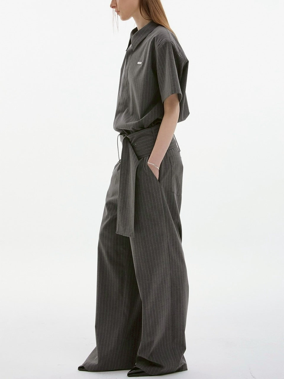 【ESC STUDIO】spacious belt pants/ 【イーエスシーステュディオ】スペイシャスベルトパンツ