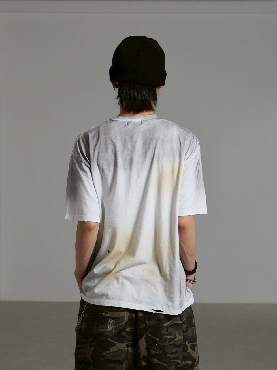 受注制【Chikashitsu +】dirty wash logo half sleeve t-shirt / 【チカシツプラス】ダーティウォッシュロゴ半袖Tシャツ (2color)