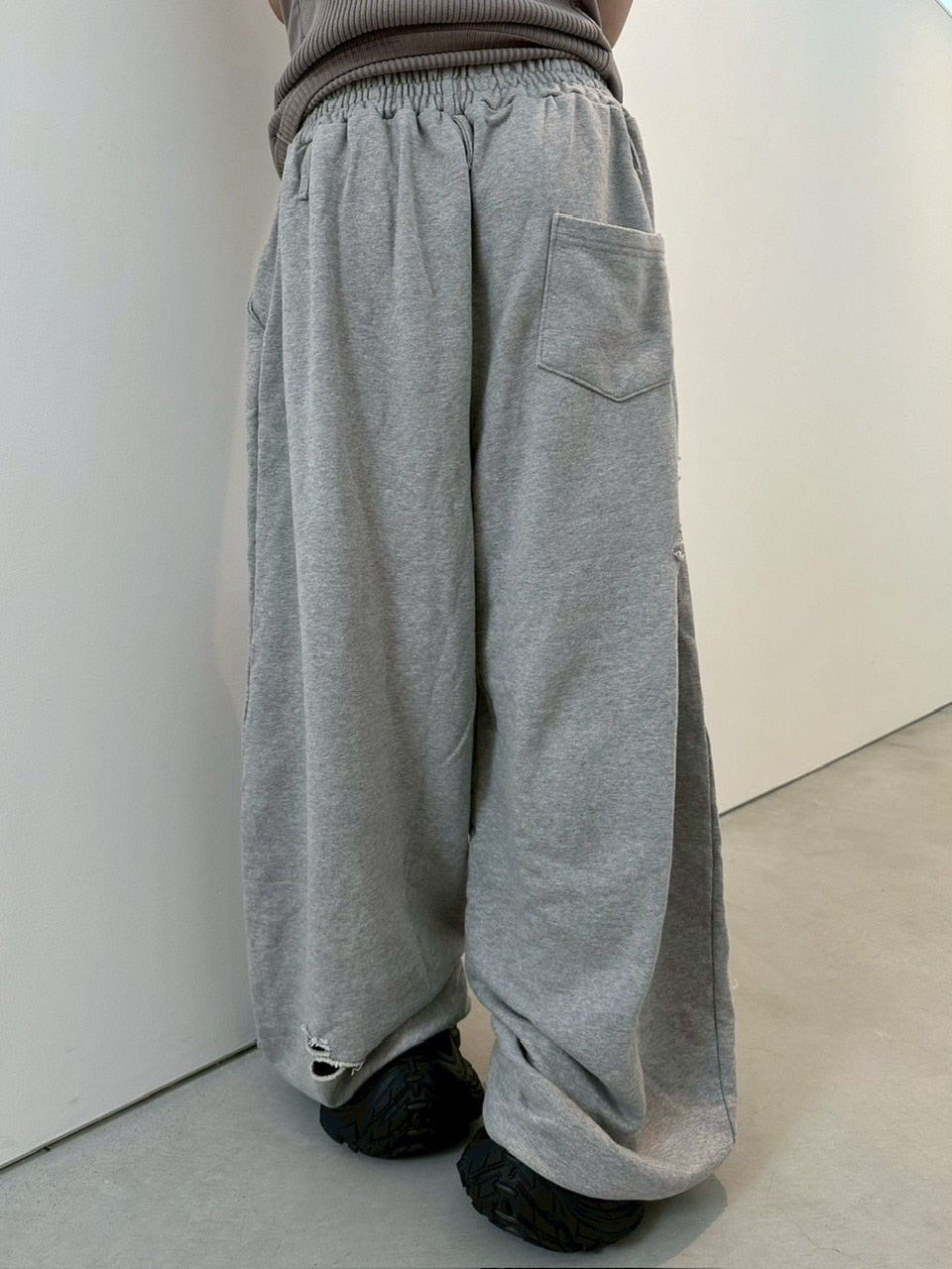 【LUV CODE】damage wide sweat pants (3color)