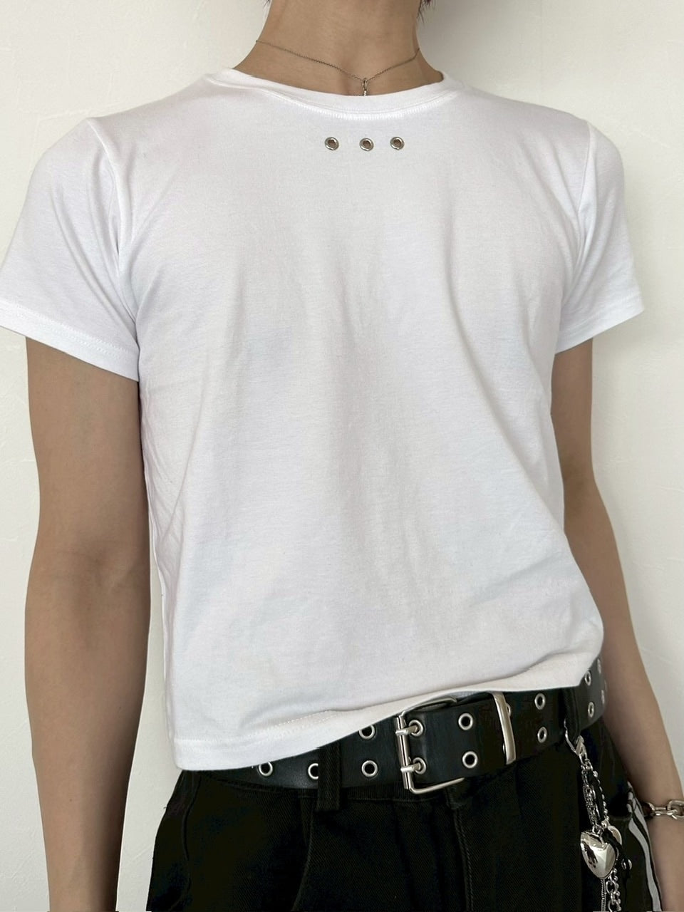 受注制【LUV CODE】eyelet cropped tee (3color)