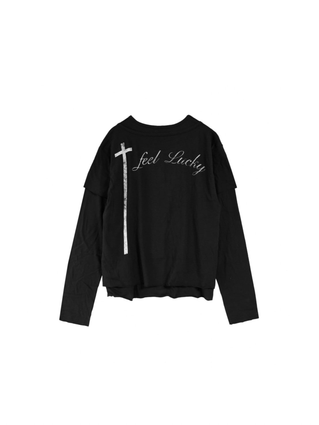 【IFEELLUCKY】Layered cross long sleeve / 【アイフィールラッキー】レイヤードクロス長袖Ｔシャツ