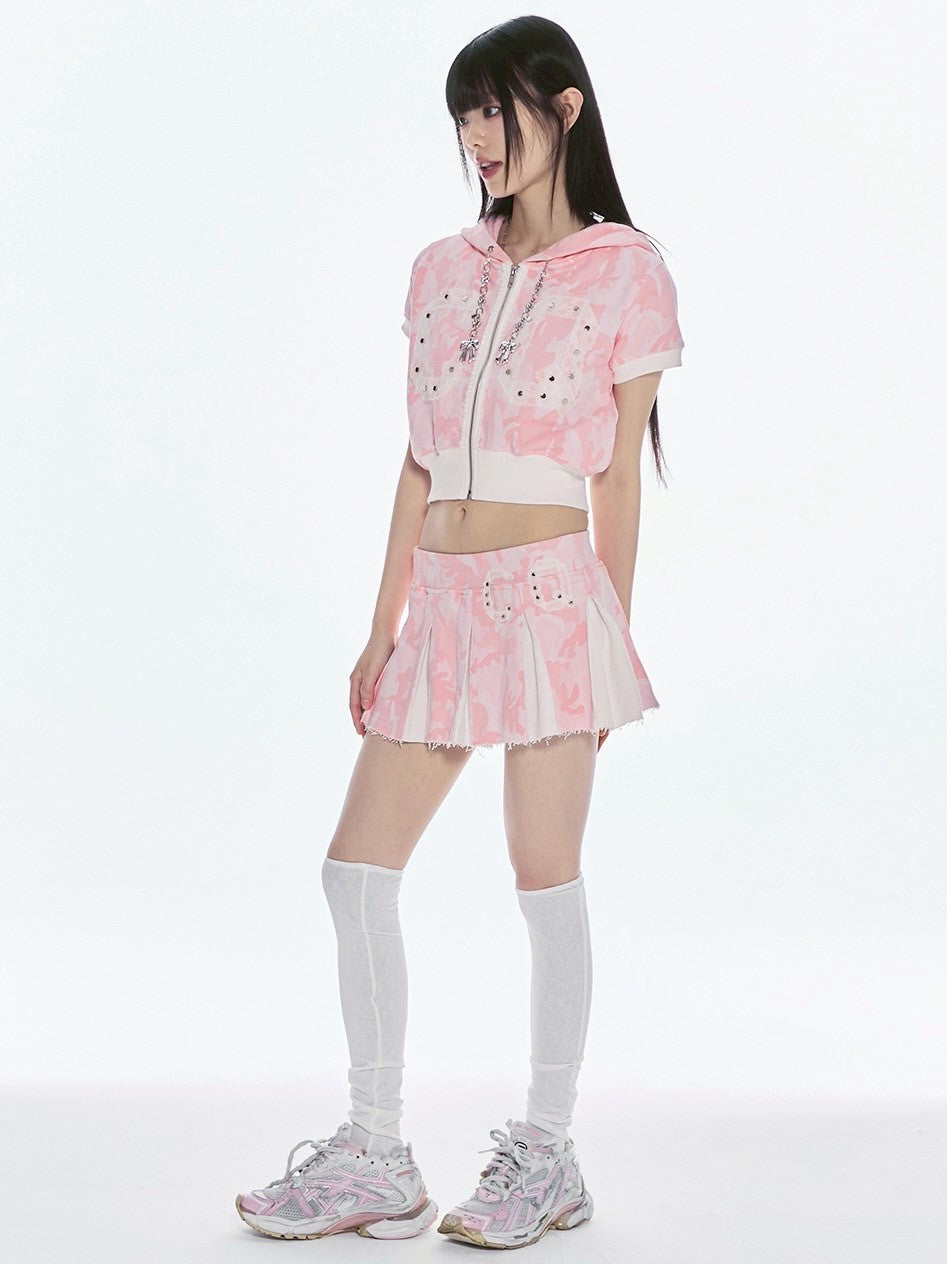 【CHERRYQUIRI】CQ lace stud pleats sk