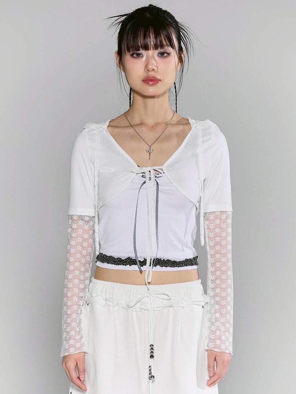 【CHERRYQUIRI】frill layered lace hoody cd