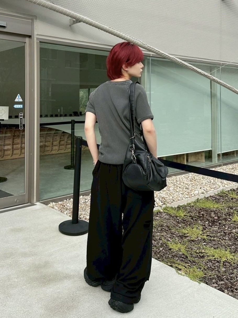 受注制【LUV CODE】mesh pigment rib tee (2color)