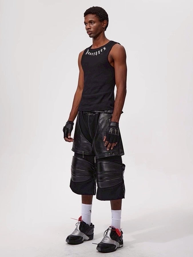 【Fourth3ex】Western Denim Patchwork Cropped Pants / 【フォースセックス】パッチワークジップハーフデニムパンツ